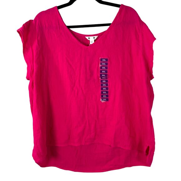 Three Dots Double Gauze Pink Blouse Size XXL NEW with Tags - Picture 1 of 6